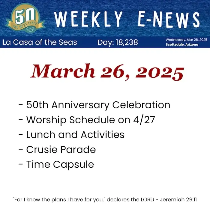 La Casa de Cristo's Weekly e-News for Mar 26, 2025